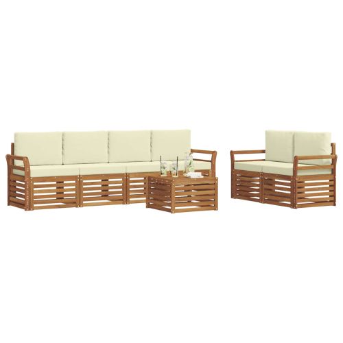 Комплект дивани за открито 7 pcs Натурален и Крема
