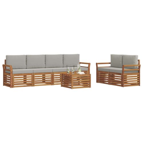 Комплект дивани за открито 7 pcs Естествено и светло сиво