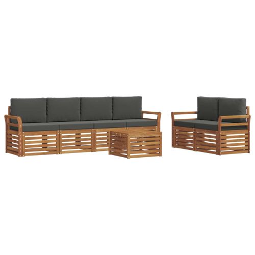 Комплект дивани за открито 7 pcs Натурален и Антрацит