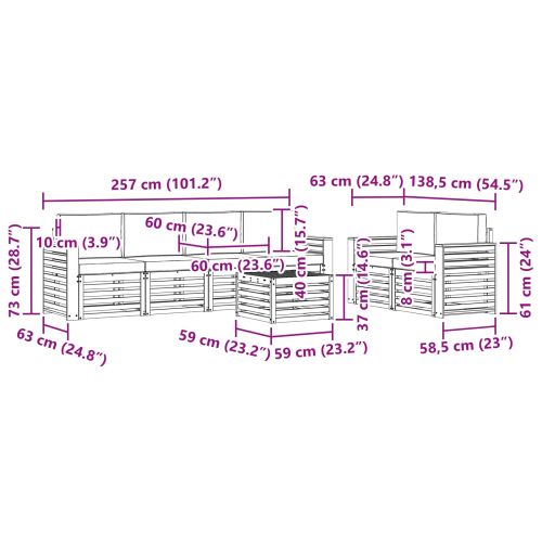 Комплект дивани за открито 7 pcs Натурален и Крема