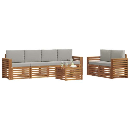 Комплект дивани за открито 7 pcs Естествено и светло сиво