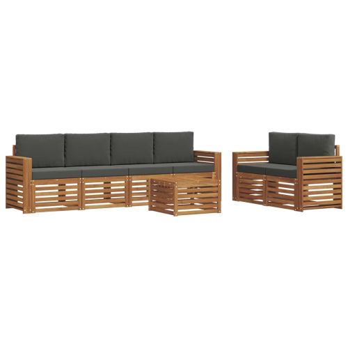 Комплект дивани за открито 7 pcs Натурален и Антрацит