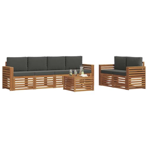 Комплект дивани за открито 7 pcs Натурален и Антрацит