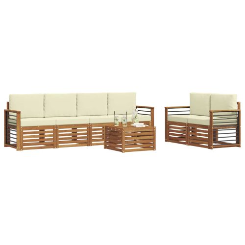 Комплект дивани за открито 7 pcs Натурален и Крема