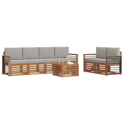 Комплект дивани за открито 7 pcs Естествено и светло сиво