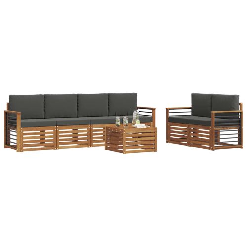 Комплект дивани за открито 7 pcs Натурален и Антрацит