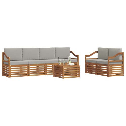 Комплект дивани за открито 7 pcs Естествено и светло сиво