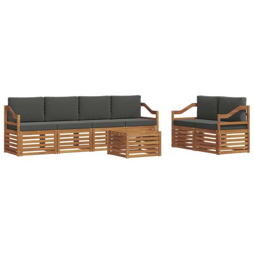Комплект дивани за открито 7 pcs Натурален и Антрацит