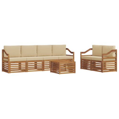 Комплект дивани за открито 7 pcs Натурален и Бежов