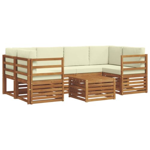 Комплект дивани за открито 7 pcs Натурален и Крема
