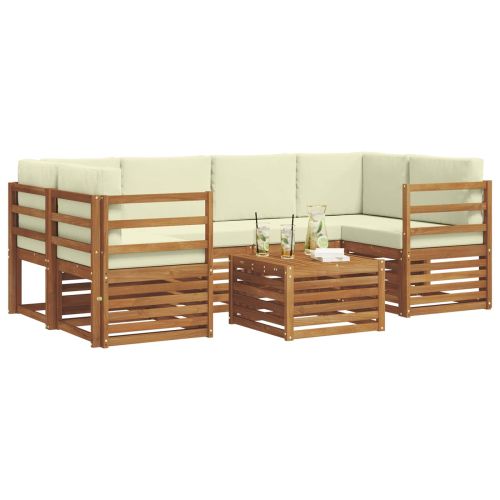 Комплект дивани за открито 7 pcs Натурален и Крема