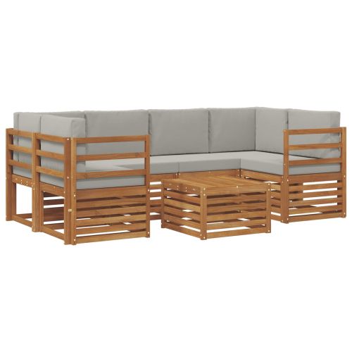 Комплект дивани за открито 7 pcs Естествено и светло сиво