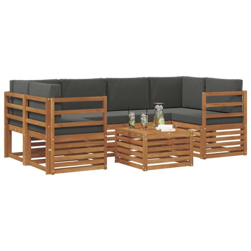 Комплект дивани за открито 7 pcs Натурален и Антрацит