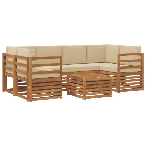 Комплект дивани за открито 7 pcs Натурален и Бежов