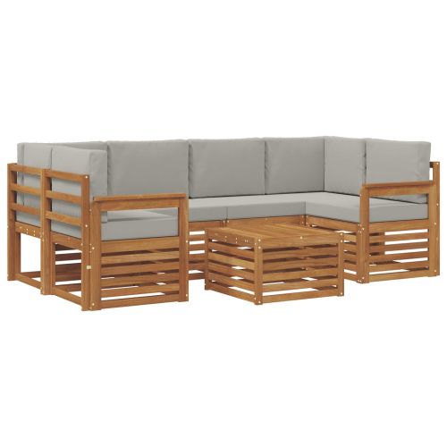 Комплект дивани за открито 7 pcs Естествено и светло сиво