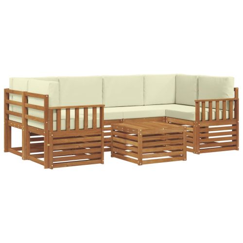 Комплект дивани за открито 7 pcs Натурален и Крема