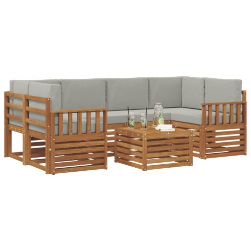 Комплект дивани за открито 7 pcs Естествено и светло сиво
