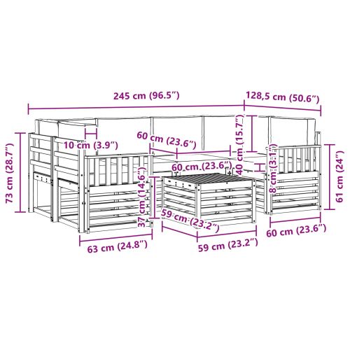 Комплект дивани за открито 7 pcs Натурален и Бежов