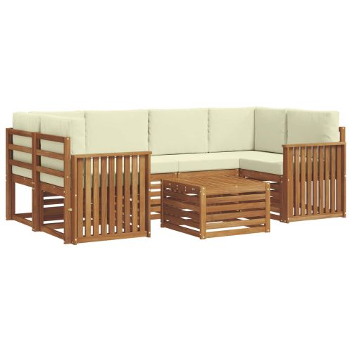 Комплект дивани за открито 7 pcs Натурален и Крема