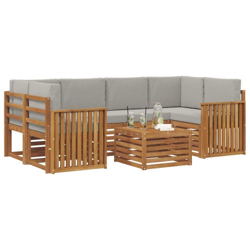 Комплект дивани за открито 7 pcs Естествено и светло сиво