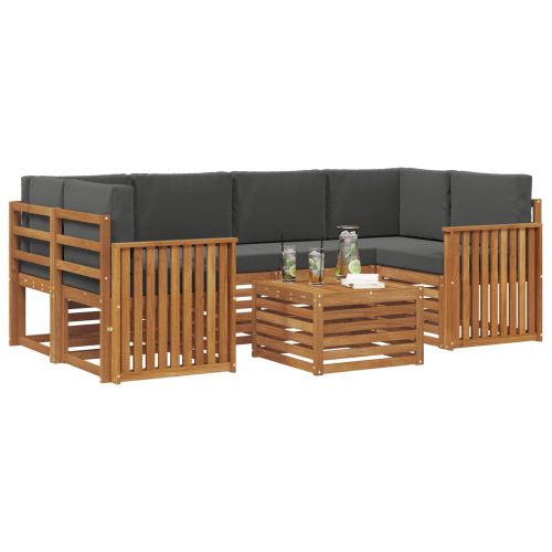 Комплект дивани за открито 7 pcs Натурален и Антрацит