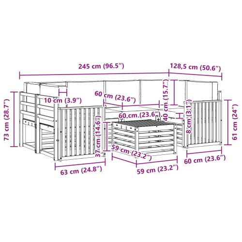 Комплект дивани за открито 7 pcs Натурален и Антрацит