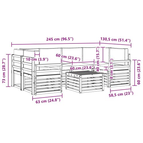 Комплект дивани за открито 7 pcs Натурален и Крема