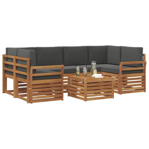 Комплект дивани за открито 7 pcs Натурален и Антрацит
