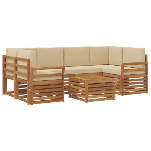Комплект дивани за открито 7 pcs Натурален и Бежов