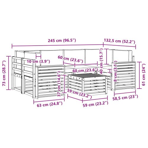 Комплект дивани за открито 7 pcs Натурален и Крема