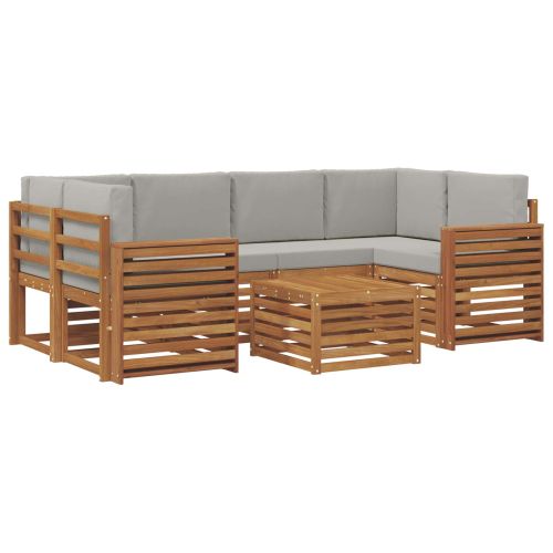 Комплект дивани за открито 7 pcs Естествено и светло сиво