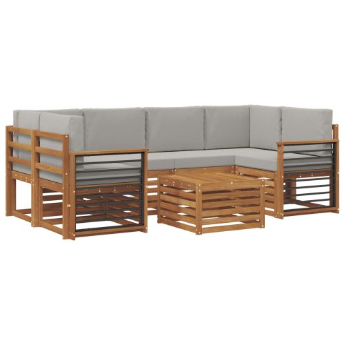 Комплект дивани за открито 7 pcs Естествено и светло сиво