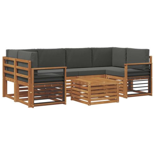 Комплект дивани за открито 7 pcs Натурален и Антрацит