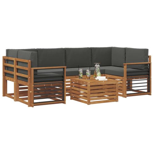 Комплект дивани за открито 7 pcs Натурален и Антрацит