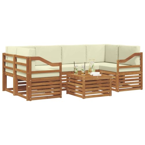 Комплект дивани за открито 7 pcs Натурален и Крема