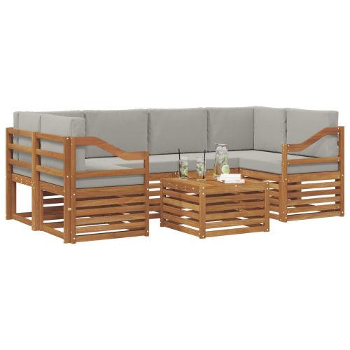 Комплект дивани за открито 7 pcs Естествено и светло сиво
