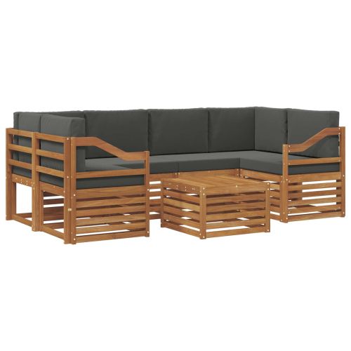 Комплект дивани за открито 7 pcs Натурален и Антрацит