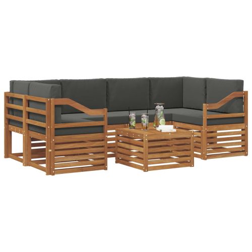 Комплект дивани за открито 7 pcs Натурален и Антрацит