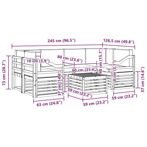 Комплект дивани за открито 7 pcs Натурален и Антрацит