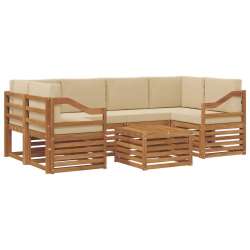 Комплект дивани за открито 7 pcs Натурален и Бежов