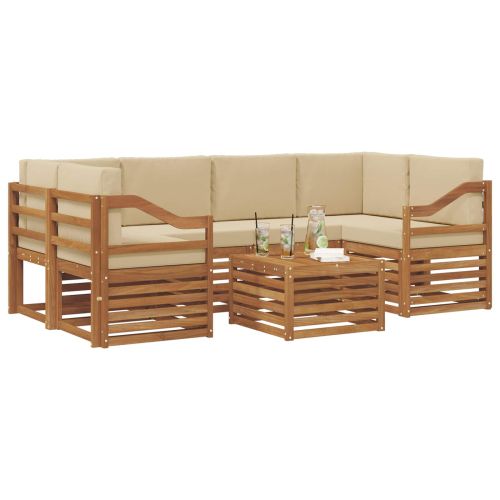 Комплект дивани за открито 7 pcs Натурален и Бежов