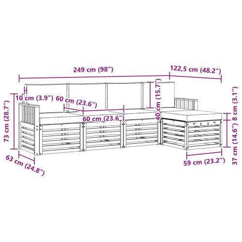 Комплект дивани за открито 5 pcs Натурален и Крема