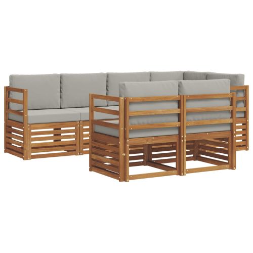 Комплект секционен диван 7 pcs Естествено и светло сиво
