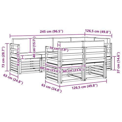 Комплект секционен диван 7 pcs Естествено и светло сиво