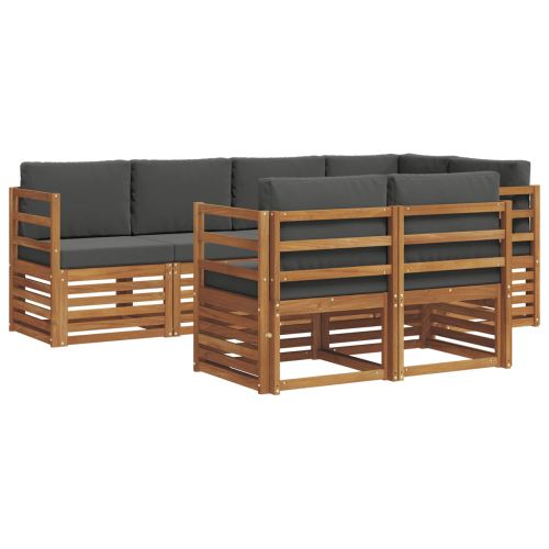 Комплект секционен диван 7 pcs Натурален и Антрацит