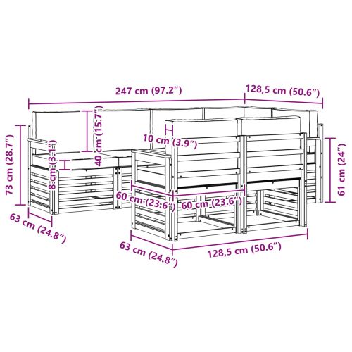 Комплект секционен диван 7 pcs Натурален и Антрацит