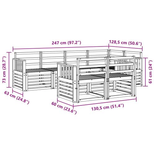 Комплект дивани за открито 7 pcs Естествен Полиестер