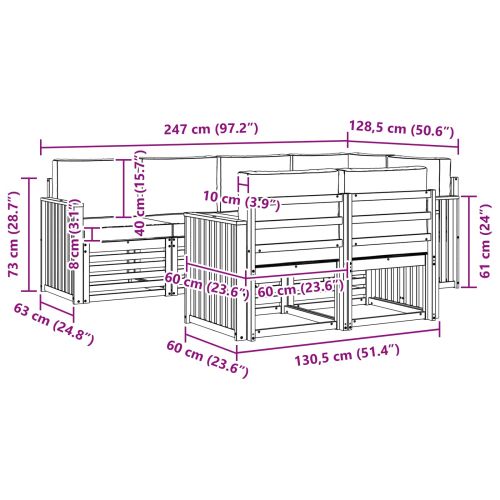 Комплект секционен диван 7 pcs Естествено и светло сиво