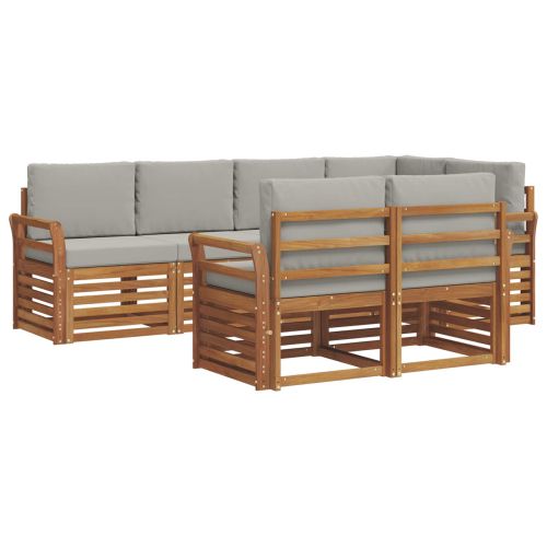 Комплект секционен диван 7 pcs Естествено и светло сиво
