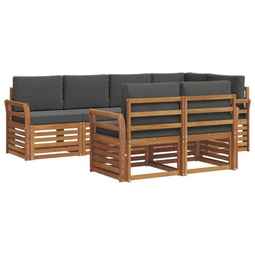 Комплект секционен диван 7 pcs Натурален и Антрацит